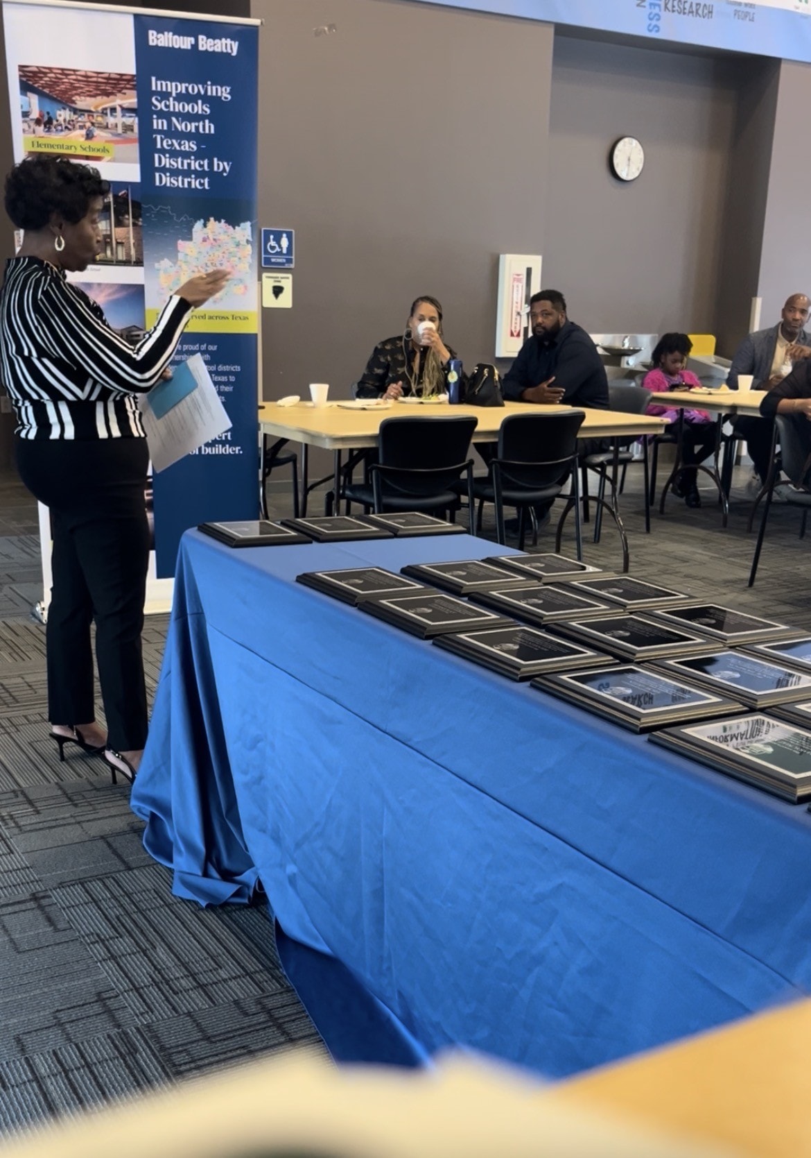 Cortena Williams speaking at the Balfour Beatty & Dallas College Construction Success Academy